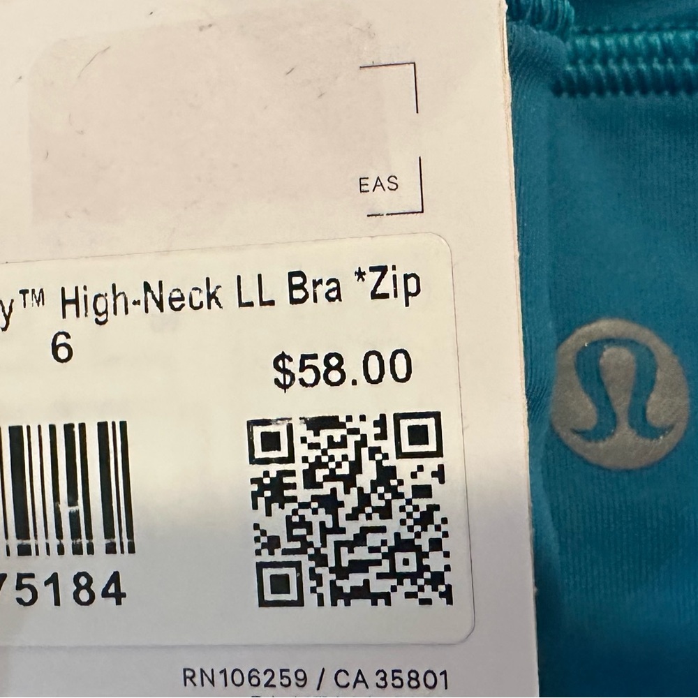 Lululemon Energy Long Line Bra High Neck Blue Hawaiian B/C Cups NWT SOLDOUT - Picture 4 of 4